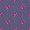 Seamless vector pattern, symmetrical background with bright pink gemstones in the shape of hearts