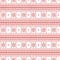 Seamless vector pattern. Symmetrical geometric background with pink squares and flowers on the white backdrop. Decorative ornament