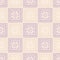 Seamless vector pattern. Symmetrical geometric background with pink and violet squares and circles. Decorative ornament