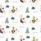 Seamless vector pattern with tale knights and dragons.