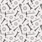 Seamless vector pattern with tools. Chaotic baackground with screws, nuts, hammers, wrenches and screwdrivers on the grey backdrop