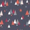 Seamless vector pattern with triangle mountains in scandinavian style. Decorative background with landscape elements. Abstract