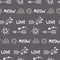 Seamless vector pattern for Valentine's day with arrows, meow, love, speech bubble, star