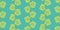 Seamless vector pattern with vertical stripes of yellow roses on a bright teal background