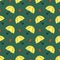 Seamless vector pattern with yellow umbrellas and orange oak leaves