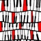 Seamless vector piano pattern in black and white and red