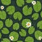 Seamless vector pond texture with white flowering water lilies and green leaves