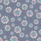 Seamless vector repeat cute daisy floral pattern with a grey background.