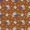 Seamless vector repeat cute daisy floral pattern with rust background. Trendy colors.