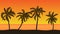 Seamless vector summer beach landscape with detailed palm trees