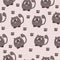 Seamless vector textiles with a picture gray cats on a light background