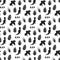 Seamless vector tropical pattern. Black silhouettes of wildlife elements background. For fabric, textile, cover, wrapping, web etc