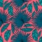 Seamless vector tropical pattern. Tropical color leaves, jungle leaves.