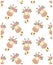 Seamless vector wallpaper for babies. Pattern with giraffes in flower wreaths, isolated on white background. Cute