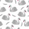 Seamless vector watercolor beautiful swan pattern