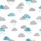 Seamless vector watercolor clouds pattern.