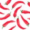 Seamless vector watercolor hot chili pepper pattern