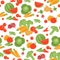 Seamless vegetarian vector pattern on white background