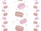Seamless vertical border with chocolate and pink macaroons and small stars