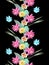 Seamless vertical border `Favorite flowers`. Beautiful vector pattern
