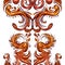 Seamless vertical border with vintage phoenix with curls and feathers. background of orange birds with tails and wings