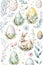 Seamless Vertical Easter Egg Pattern and Bunny - Generative AI Illustration