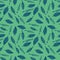 Seamless vetor botanical pattern with blue leaves on a jade green background