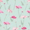 Seamless vintage floral pattern on light blue background. With pink florals