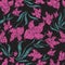 Seamless vintage grunge floral pattern with orchid