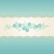 Seamless vintage ornamental ribbon with forget-me-not floral ornament on turquoise blue background.