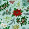 Seamless vintage pattern. Christmas Botanical background.