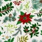 Seamless vintage pattern. Christmas Botanical background. Colorful.