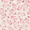 Seamless vintage pattern with hand painted pink leaves, birds. Watercolor girly or feminine design