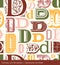 Seamless vintage pattern of the letter D in retro colors