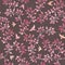 Seamless vintage romantic pattern with hand painted retro leaves, pink birds. Watercolor art on dark background
