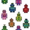 Seamless vintage toy robots pattern