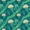 seamless wallpaper with green jellyfish in the dark ocean