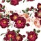Seamless wallpaper pattern with realistic vector roses in vintage style