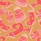 Seamless warm winter pattern. Background with winter knitted elements. Holidays backdrop.
