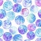 Seamless watercolor abstract pattern of circles.