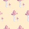 Seamless watercolor amanita mushroom pattern