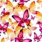 Seamless watercolor background of colorful butterflies