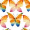 Seamless watercolor background of colorful butterflies