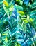 Seamless watercolor banana palm leaf pattern.