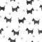 Seamless watercolor black dog pattern.