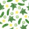 Seamless watercolor cucumber pattern. Vector vegetable background