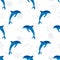 Seamless watercolor dolphins pattern