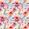 Seamless Watercolor Floral Dark Color Mixed Beautifully, Designed Grunge, Paint wash bleeds in paper Textured, fashionable print