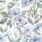 Seamless Watercolor Floral Pattern in Capri and Chambray Blue Tones