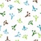 Seamless watercolor frog footprints pattern.